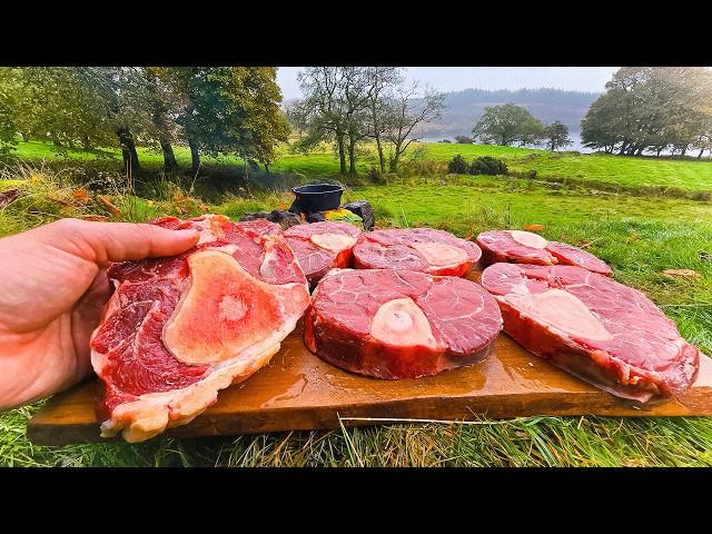 Mouthwatering BEEF STEW Cooked Over FIRE Outdoors | ASMR Cooking in Nature