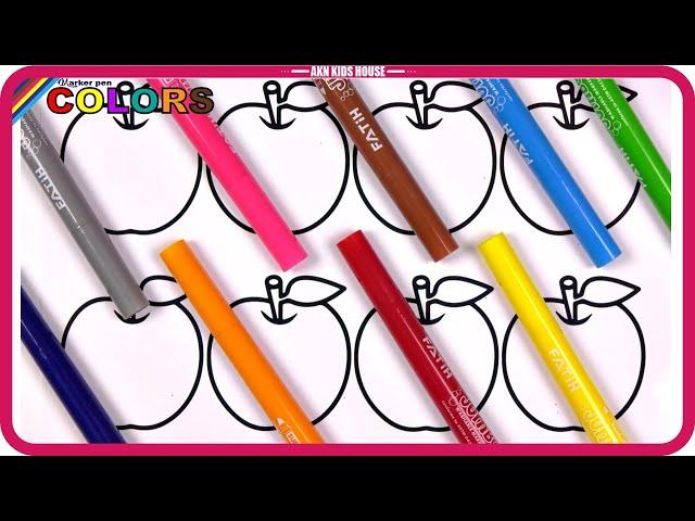 ( Fruits ) Apple and BIG Marker Pencil Coloring / Glitter Apple  / Akn Kids House