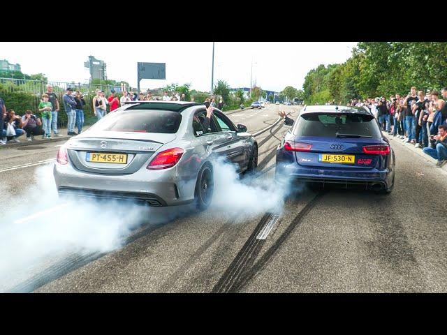 CRAZY MODIFIED Cars Leaving Carshow - BURNOUTS! POLICE DOESN'T CARE..