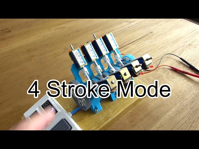 3D printed V8 Solenoid, 2 stroke - 4 stroke running cycle compare