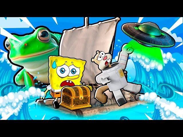 SpongeBob & Sandy Build a Boat to Find TREASURE in Roblox!