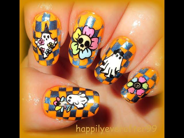 Groovy Ghosts Halloween Nail Art Stamping using Maniology MXM135