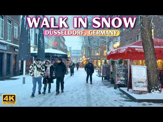 [-3ºC] Snowfall Walk 4k ️ | Snow in Germany 2024  (Düsseldorf) [With Captions]