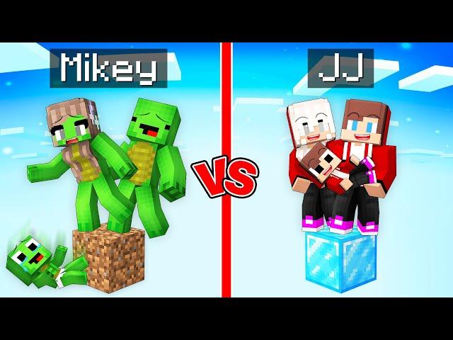 Mikey Family POOR vs JJ Family RICH One Block Battle in Minecraft (Maizen)