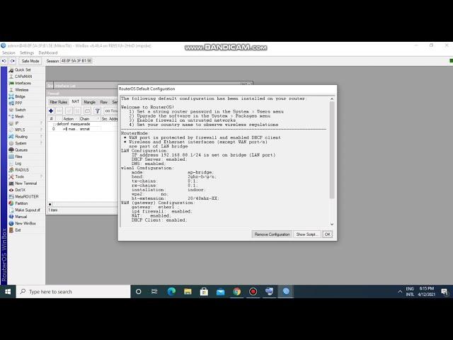 Cofigure DHCP Server Mikrotik as Wireles Router/SARUN NET