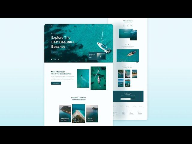 Responsive Travel Website Design Using HTML CSS and JavaScript  | Dark/Light Mode