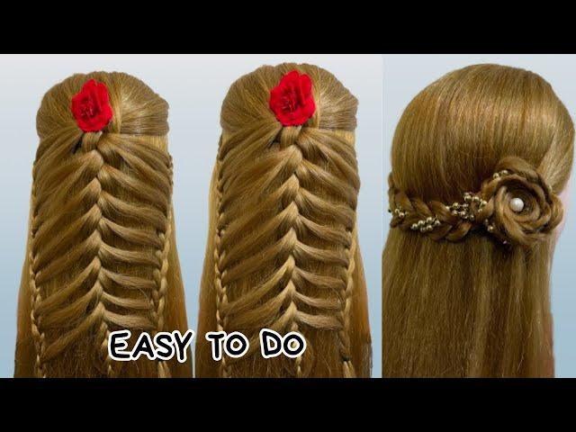 Most Beautiful Wedding Hairstyle for Girls | Easy Waterfall Braid Hairstyles | Christmas  Hairstyles