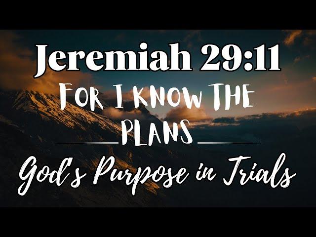 FOR I KNOW THE PLANS I HAVE FOR YOU: Jeremiah 29:11 | God's Purpose in Life's Trials