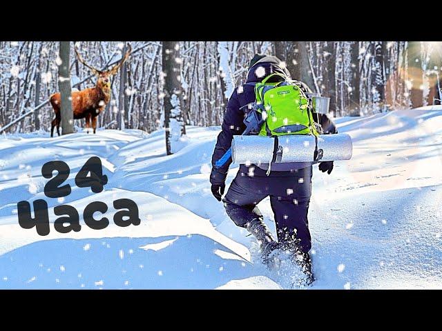 24 HOURS IN THE WINTER FOREST WITH GOODS FROM AUCHAN! - bushcraft