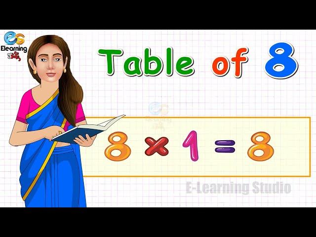 Table of 8 | Table Of 8 With Activity | Learn Multiplication | E-Learning Studio