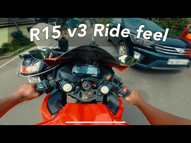 R15 v3 morning ride | ride feel | calicut | traffic day | raw sound 4k video