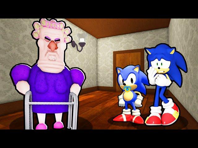 SONIC AND BABY SONIC VS ESCAPE GRUMPY GRAN IN ROBLOX