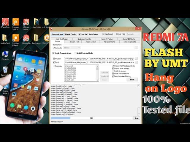 Redmi 7A flash by Umt 100% tested file || Mi 7A hang on logo fix by umt || Redmi 7A flashing #flash