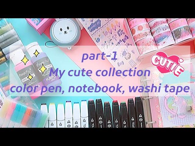 (part-1)my cute school supplies collection/color pen,diary,Washi tape collection Tonni art and craft