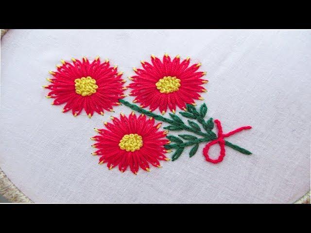 Hand embroidery beautiful flower design video tutorial by SR embroidery