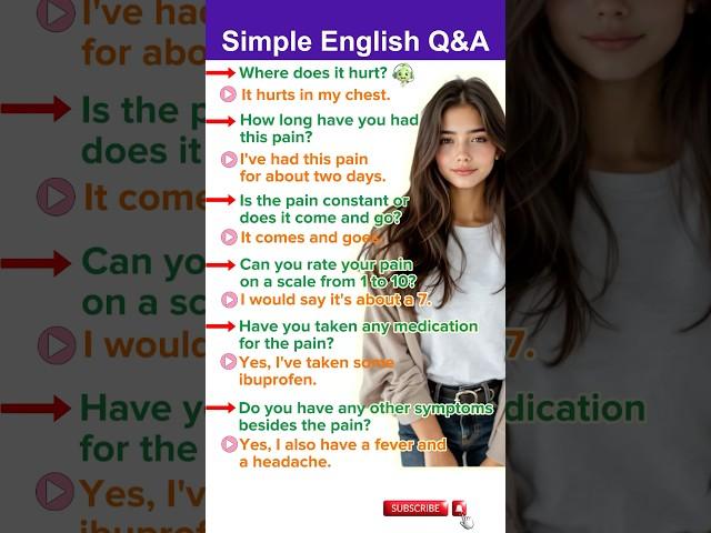  Common Medical Q&A | Talking About Pain & Symptoms | Practice English | #shorts