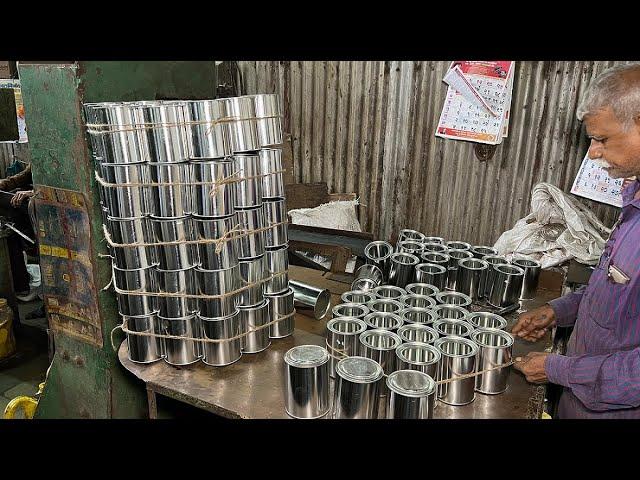 Amazing Skills to Make Cans With Stainless Steel. How It's Made Metal Cans.