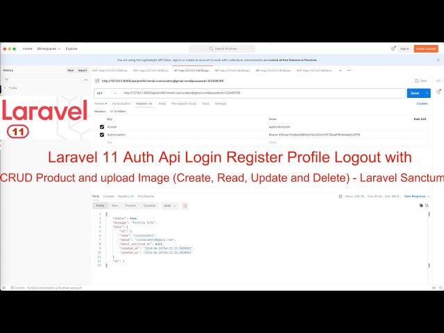 Laravel 11 Auth Api Login Register Profile Logout with CRUD Product and upload Image