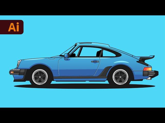 Adobe Illustrator Tutorial - Create Vector Porsche 911 from Photo (HD)