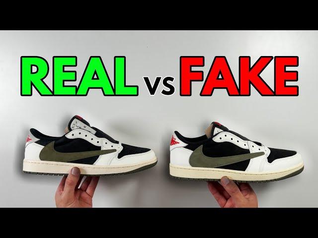 REAL VS FAKE! NIKE X TRAVIS SCOTT AIR JORDAN 1 OLIVE SNEAKER COMPARISON!