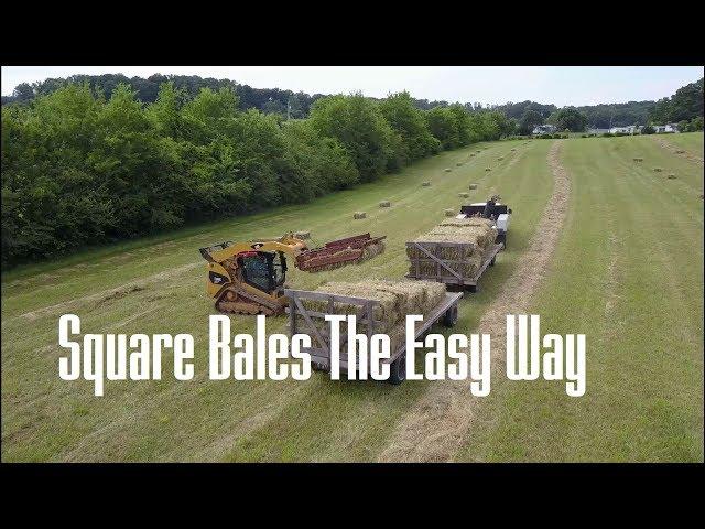 Collecting square bales with a accumulator/grappler.