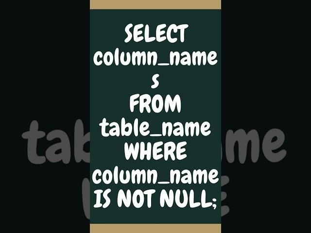 Learn sql in less than one minute (Not null)