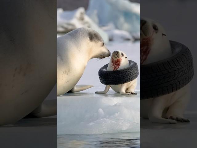 Volunteer saves baby seal trapped in old tire, proving kindness can change a life. #animals #seal