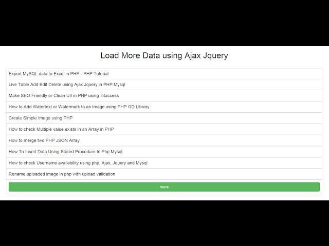 Load More Data using Ajax Jquery with PHP MySql