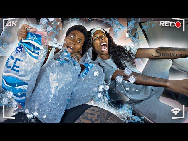 DRIVING SUPER CRAZY & MAKING GIRLFRIEND HOLD 100 BAGS OF ICE  * HILARIOUS* 