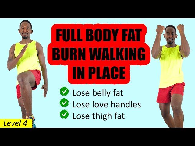 40 MIN FULL BODY FAT BURN WORKOUT - Walking In Place at Home