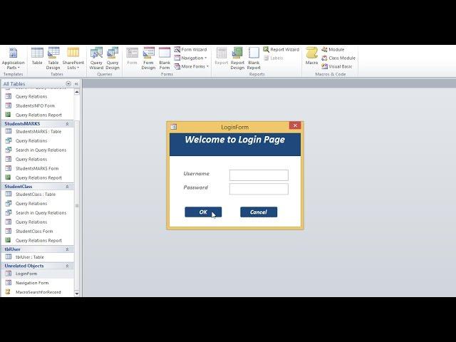 الدرس السابع : كيفية انشاء صفحة دخول (Login From) للاكسس : Microsoft Access