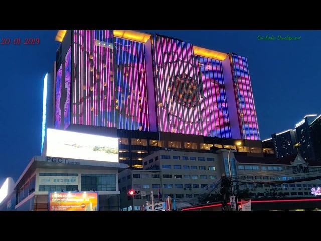 The NAGA world Building II at night, 2019, in phnom penh cambodia