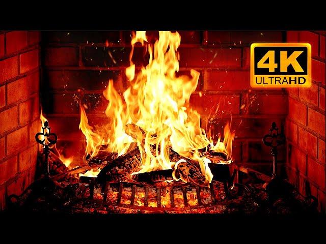  Cozy Fireplace 4K (12 HOURS). Fireplace with Crackling Fire Sounds. Fireplace Ambience