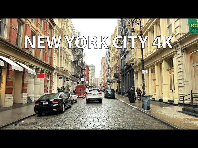 Rainy New York City 4K - Hollywood SoHo - Driving Downtown