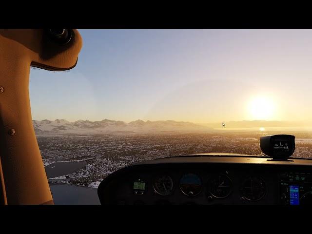 Flying into Anchorage, Lake Hood gravel strip