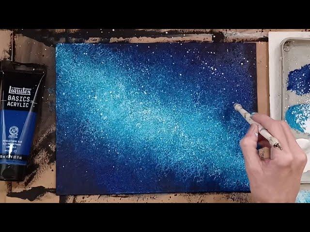 Sponge Painting a Starry Night Sky Galaxy with Acrylic Paint / Quick and Easy Painting Demo