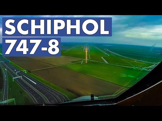 BOEING 747-8 Nose View Landing AMS Schiphol