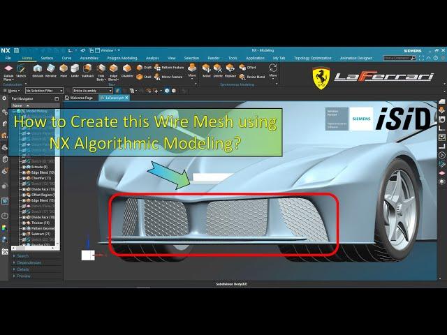 Wire Mesh Modeling using NX Algorithmic Feature on LaFerrari 3D Model