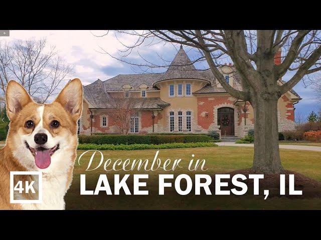 [4K]  December in Lake Forest, Illinois, USA. Driving tour