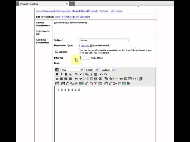 AIOP Response autoresponder - How to create Newsleters.flv