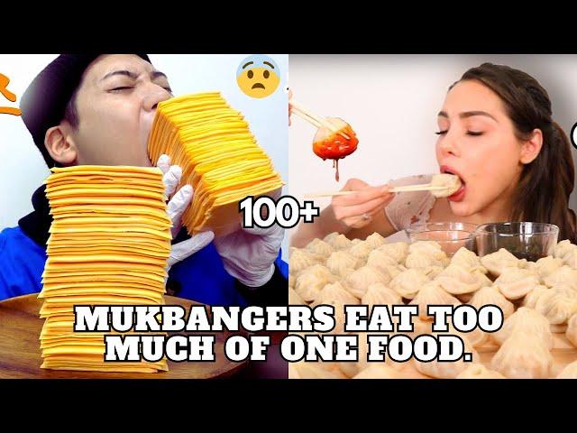 mukbangers eating Too Much of one food | ASMR compilation | lets eat with mukbangers