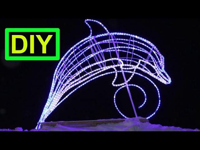 Do-it-yourself glowing dolphin made of wire according to drawings