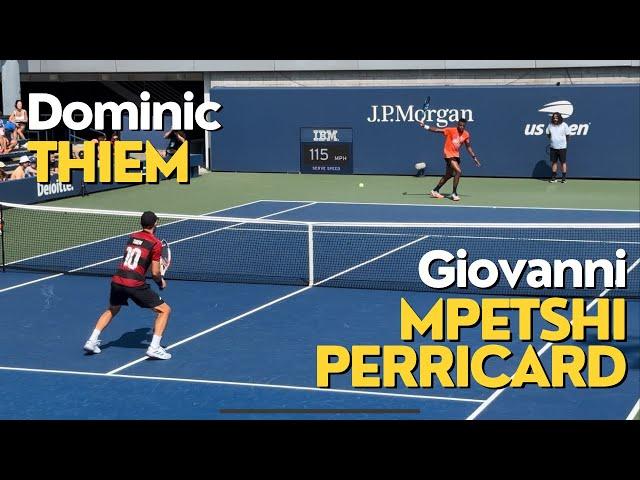 Giovanni Mpetshi Perricard and Dominik Thiem - Fun volley practice at the 2024 US Open