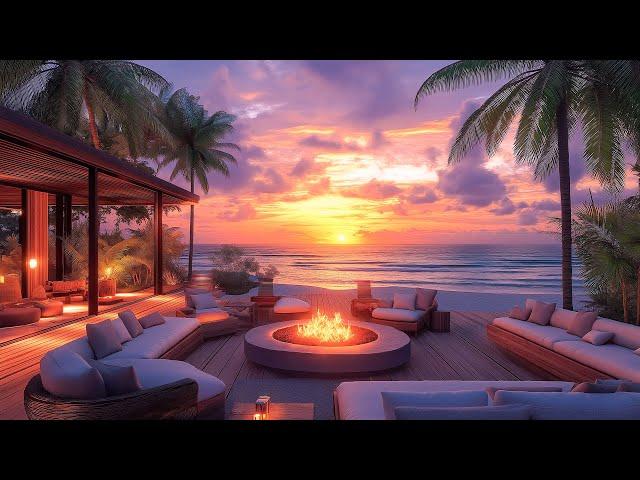 Smooth Bossa Nova with Ocean Waves at Sunset - Soft Jazz by the Peaceful Seaside