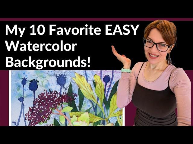 10 EASY Watercolor Background Ideas! (Beginner Friendly Tutorial)