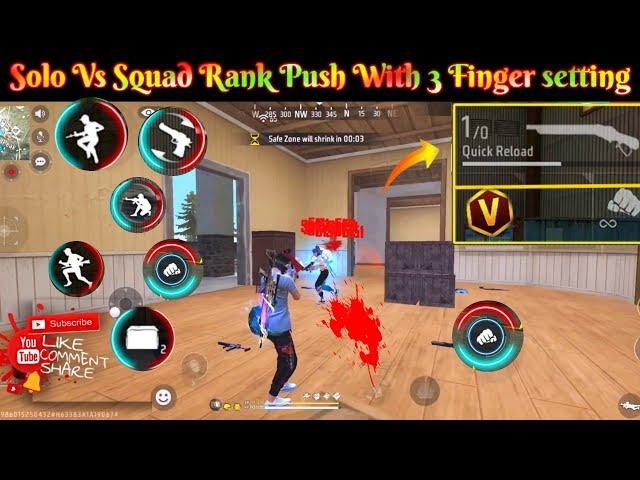 best 3 finger custom hud in ff || solo rank push #best3fingercustomhudinff