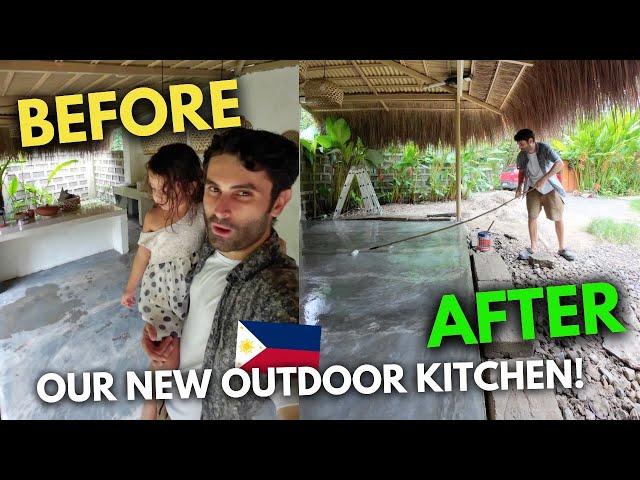 How We Painted the Concrete Floor of Our New Outdoor Kitchen in Philippines | Before & After