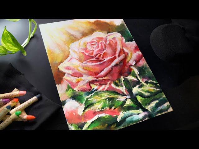 ASMR  Rose Drawing with Pastels |  Calming Sounds | No Talking