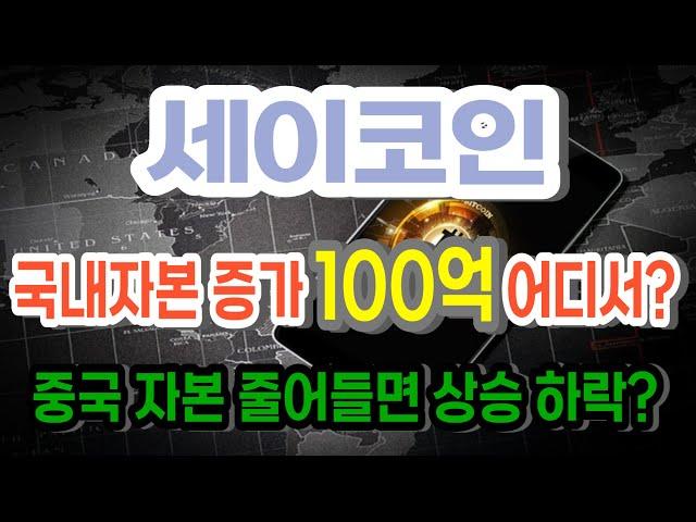 세이코인 국내자본 증가 100억 어디서?중국 자본 줄어들면 상승 하락?