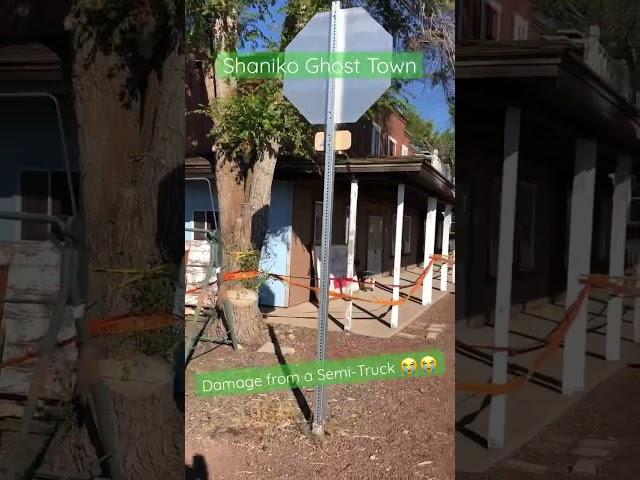 Damage in historic Shaniko, OR! A semi-truck drive into the building  #ghosttown #shaniko